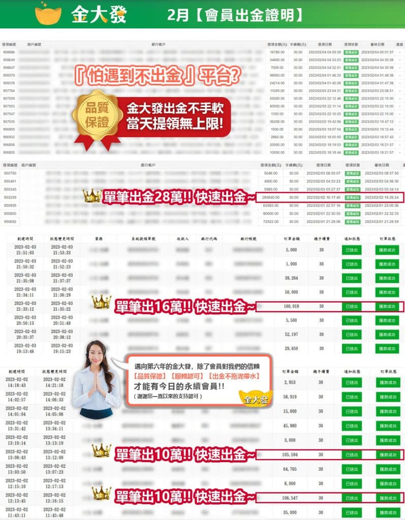 金大發評價穩定！出金提款15分鐘火速到帳