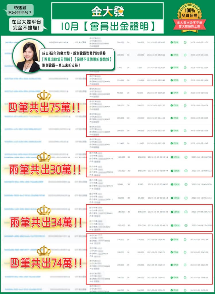金大發提款出金不屎尿！15分鐘馬上收到